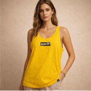 Hurley Yellow Logo Tank Top Size M 100% Cotton